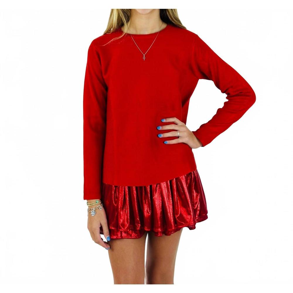 NEW COMPANIA FANTASTICA girl's boxy knit sweater in red